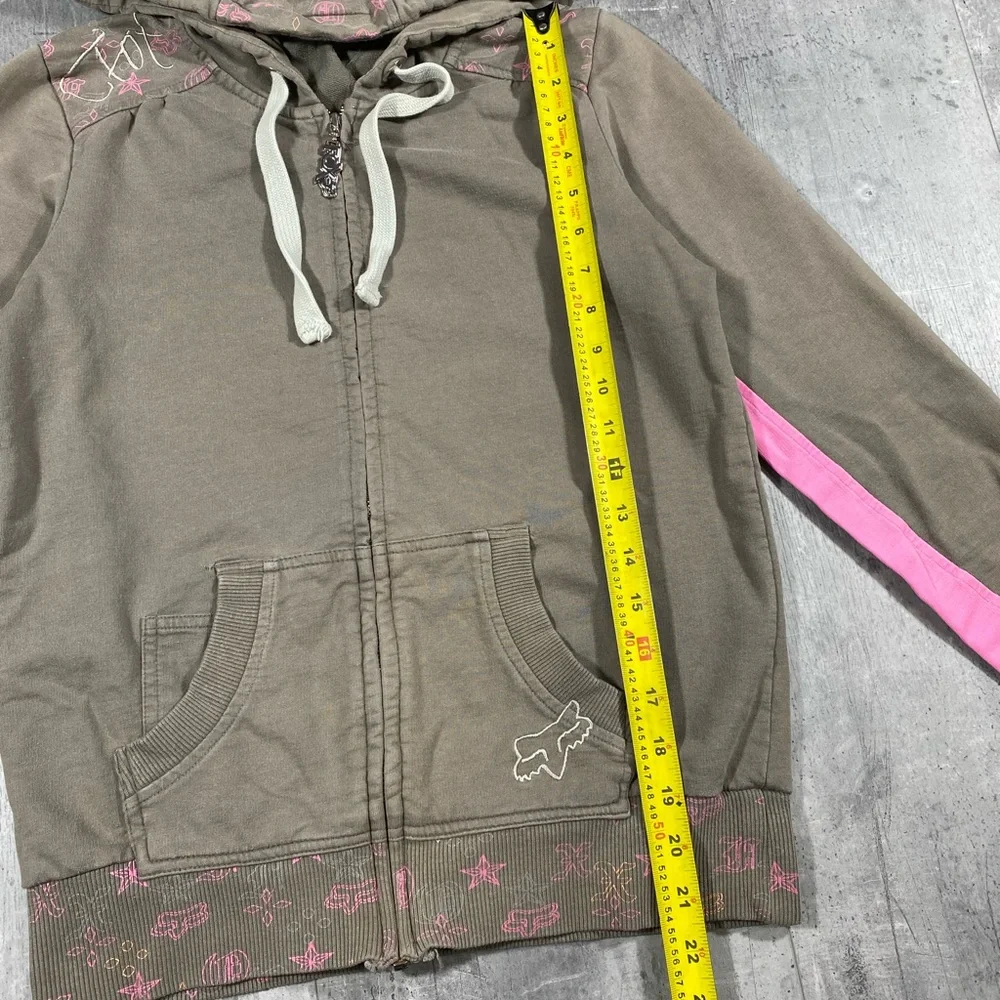 Y2k Pink Fox Racing Zip-Up Hoodie - Picture 5 of 7